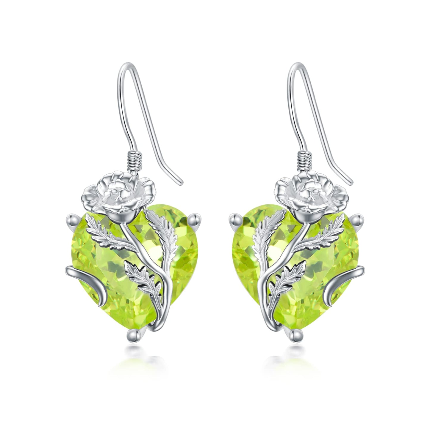 TOUPOP Peridot August Birthstone Earrings 925 Sterling Silver August Birth Flower Poppy Earrings Jewelry Birthday Mothers Day Gifts for Women Mom Her
