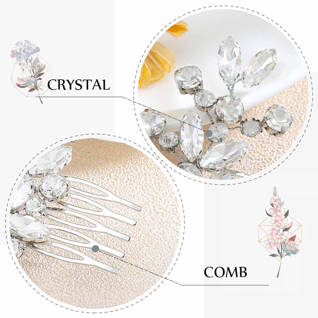 JAKAWIN Crystal Bridal Hair Comb Rhinestone Hair Clip Bride Wedding Hair Accessories for Women HC042 (Silver)