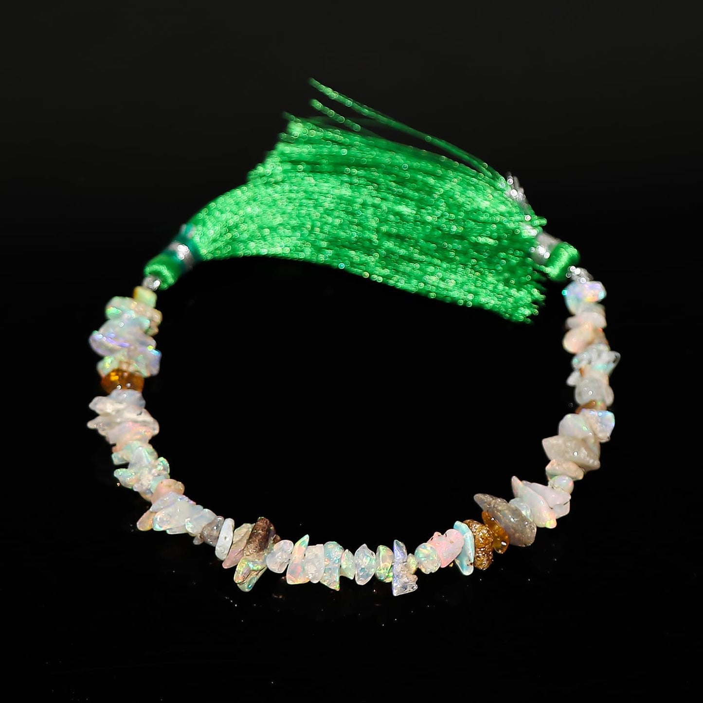 ColouredRocks ETHIOPIAN OPAL DRILLED STRAND 5" INCH WITH TASSELS, Raw Crystals, Raw Stones, Rough Gemstones, Jewelry Making Supply, DIY, Crafts (20 CARATS)