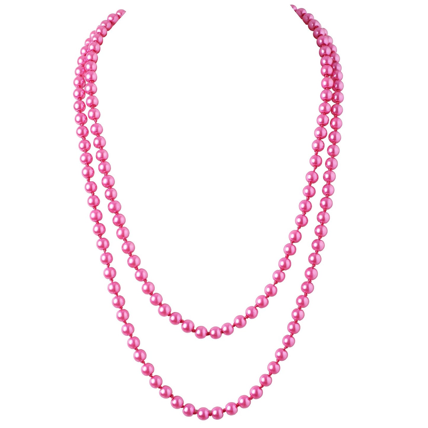 BABEYOND Long Pearl Necklace Faux Pearls Necklace Set Beaded Long Pearls Necklace 1920s Gatsby Costume Jewelry (Rose red)