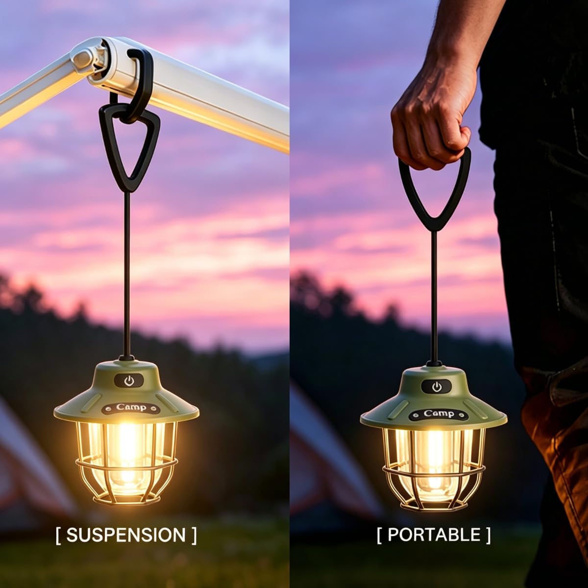 Camping Lantern Rechargeable, Camping Lantern 1200LM 3 Brightness, Adjustable Brightness, Portable LED Camping Tent Light, Rustic Lantern Decor, Camping Tent Lamp, Camping Essentials for Home