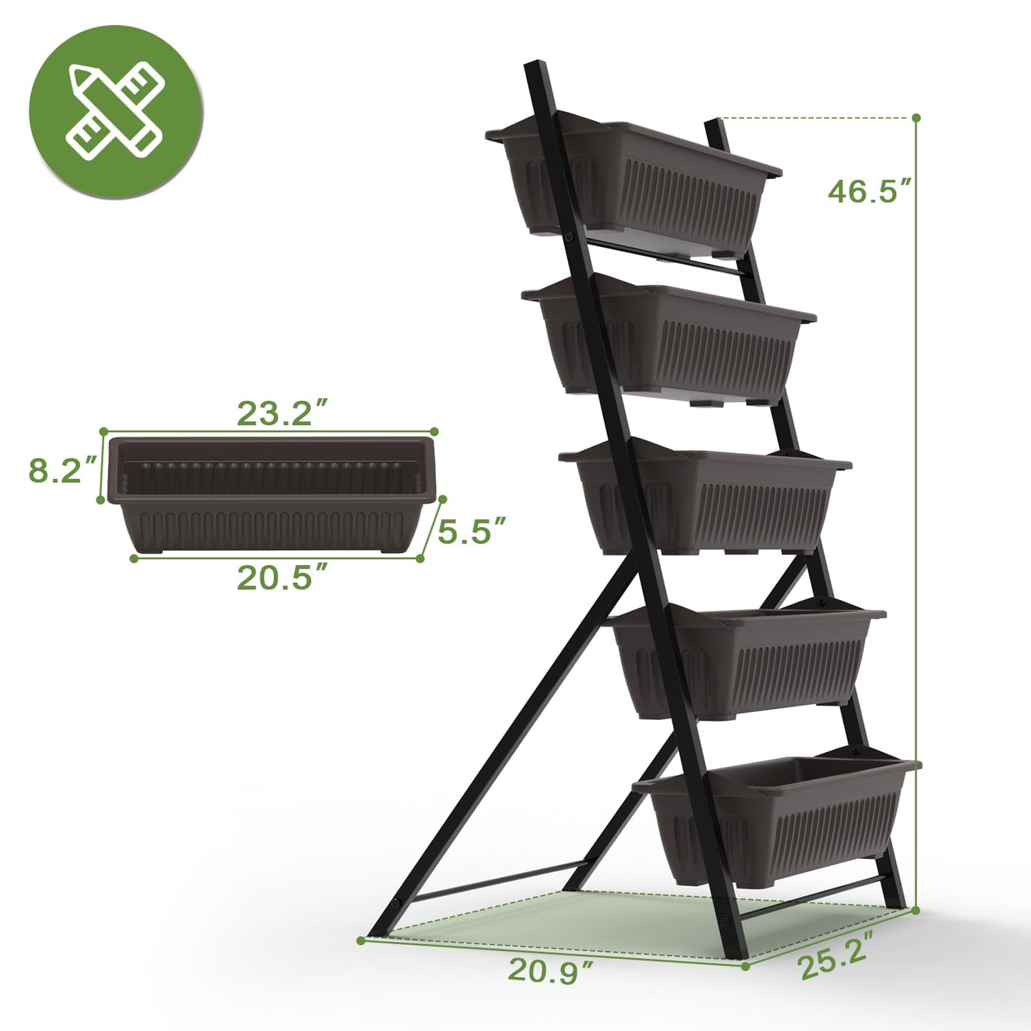 G TALECO GEAR Vertical Garden Planter, 5 Tiers Vertical Raised Garden Bed Metal Elevated Herb Planter Box Vegetable Flower Planters for Patio Deck Outdoor Indoor