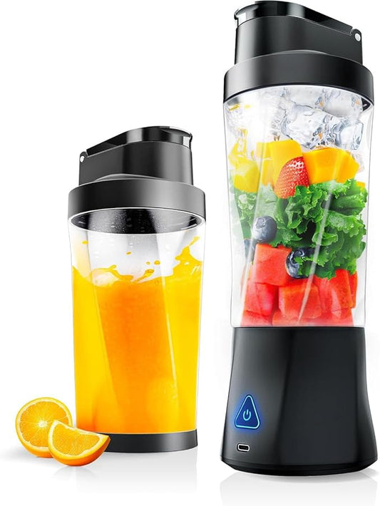 Personal Juice Blender With 24-Ounce Capacity Portable Mixing Cup USB Rechargeable Smoothie Maker BPA-Free With Leak-Proof Lid Suitable For Travel Fitness Camping And Home Use (Black and white)
