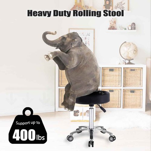 Antlu Rolling Stool Swivel Chair for Office Medical Salon Tattoo Kitchen Massage Work,Adjustable Height Hydraulic Stool with Wheels (Black)