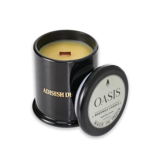 Adisesh Decor Long-Lasting Oasis Bees Wax Candle | Scented Candles for Home Decoration | 70+ Hour Burn Time Hand-Poured in Glass Jar | A Clean, Fresh, and Revitalizing Fragrance of Greenery