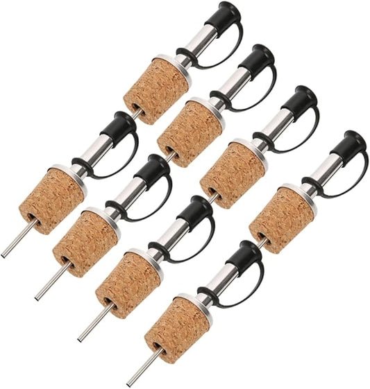 Ciieeo Stainless Steel Wine Pourer Cork Stopper â 8-Piece Set Liquor Bottle Pourer for Home Bars Easy Pour Spout for Wine and Oil Dispensing