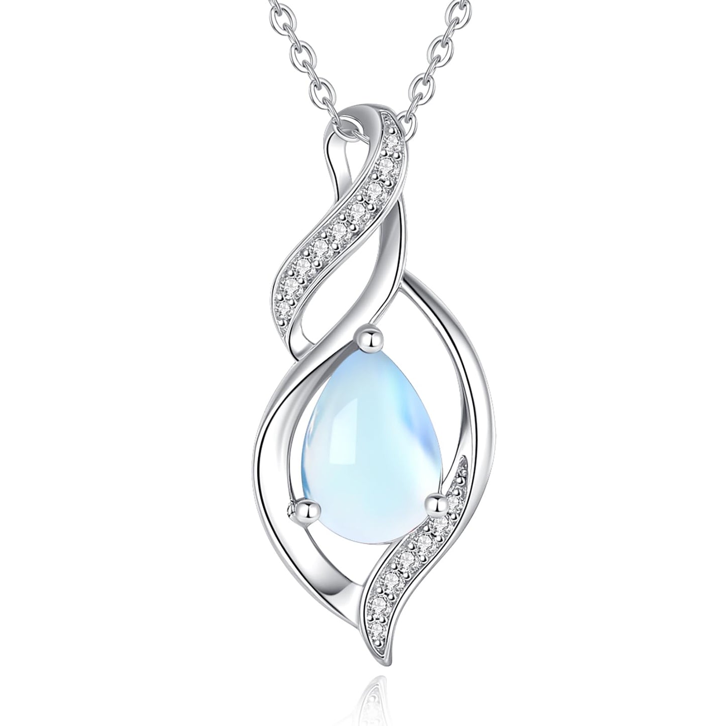 FANCIME June Birthstone Necklace for Women Moonstone Teardrop Necklace Sterling Silver Infinity Love Birthday Gifts for Mom Women Her, 16"+2" Inches