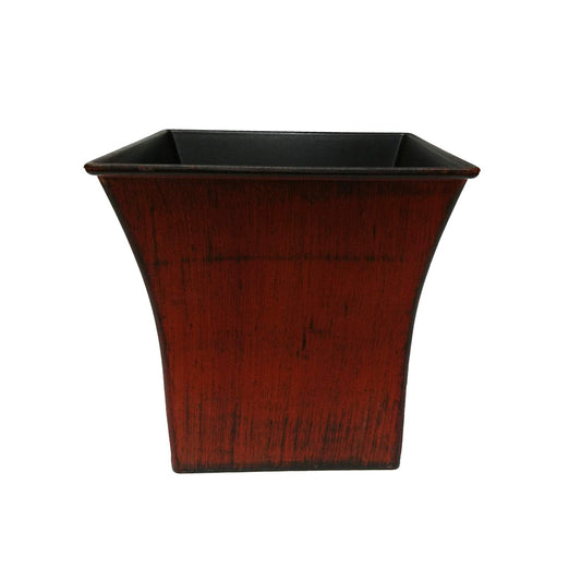 Admired by Nature Hand Painted Brown and Black 7" H Square Plastic Pot - for Home Decor, Gardens, Indoor Plants, Organization, Storage- Brown & Black