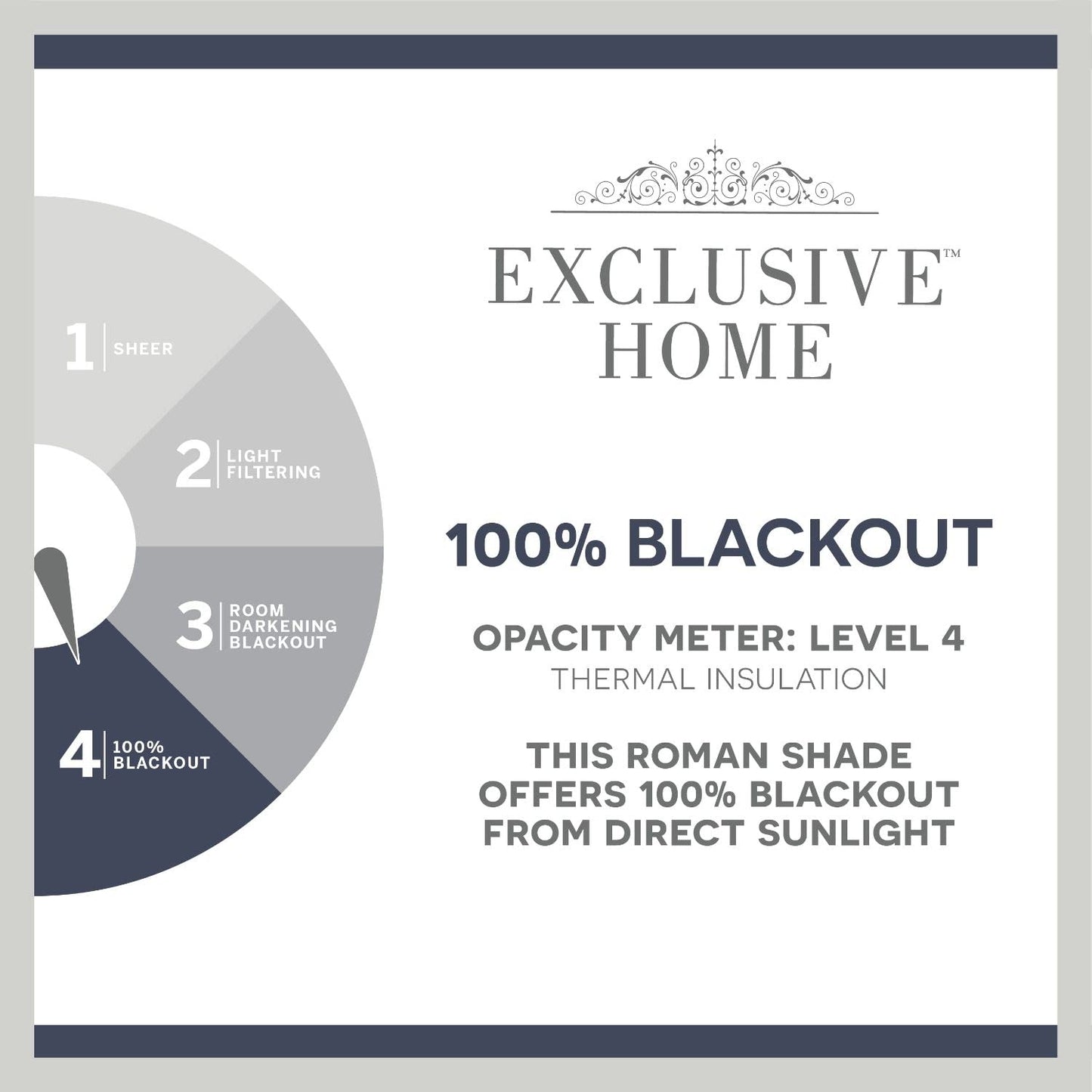 Exclusive Home Ricardo Total Blackout Roman Shade, 23"x64", Black