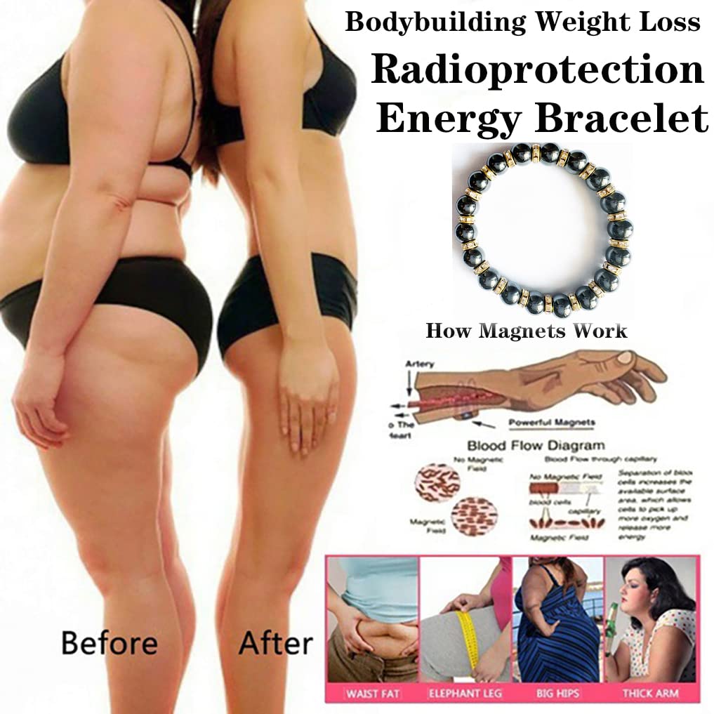 Apocalyptic-K Women's Magnetic Bracelet，Hematite Bracelets，Magnetic Bracelets With Zirconia,Handmade Stretch Bracelet，Eliminates static electricity. (Gold Zirconia,10MM)