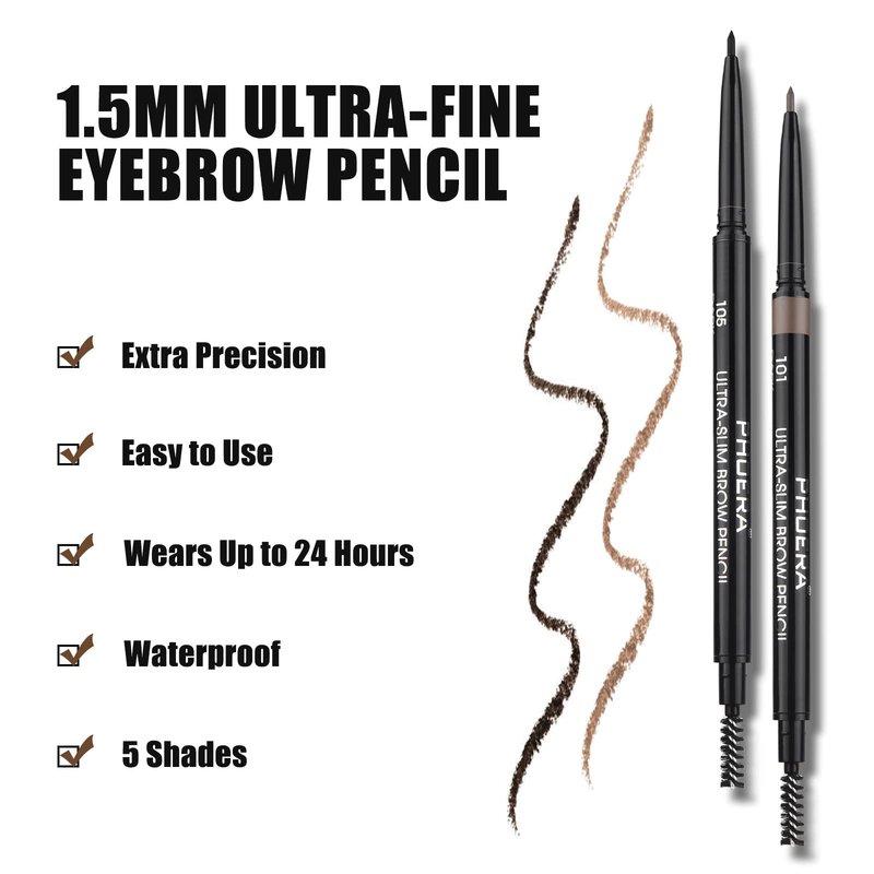 Anglicolor Phoera eyebrow pencil,Ultrafine Tip,Eyebrow Pencil Waterproof and long-lasting,eyebrow pen dual-sided,shapes, defines,With eyebrow brush (2PC103)