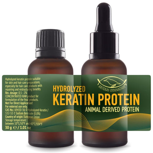 HYDROLYZED KERATIN PROTEIN - Liquid, 2 Ounces - for Homemade Hair Strengthens & Protects - Reduces Damage - Increases Density - 2 Vials (1 Ounce Each) - Includes Pipette and Screw Caps