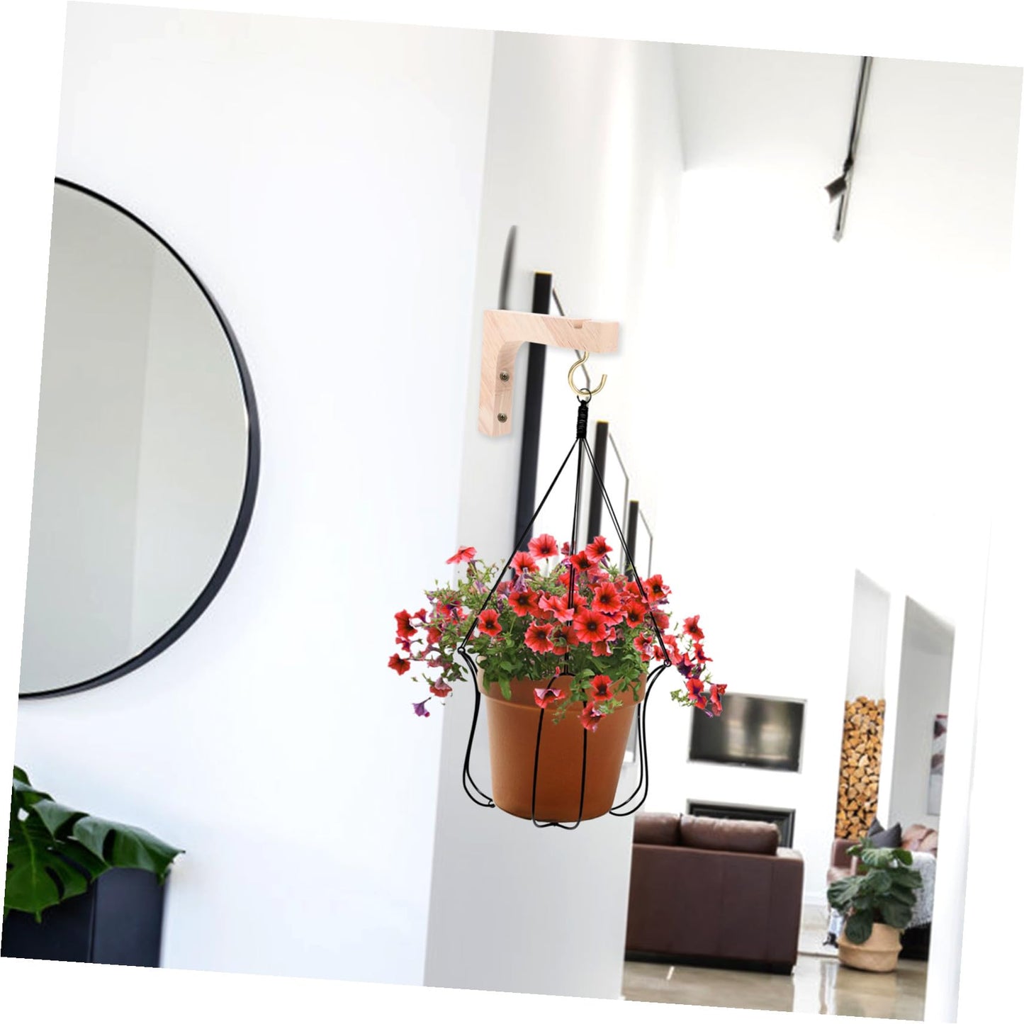 BESPORTBLE 2pcs Wooden Plant Hangers Indoor Wall Hooks Heavy-Duty Hanging Brackets for Potted Plants Natural Wood Holder Suitable for Indoor and Outdoor Gardening