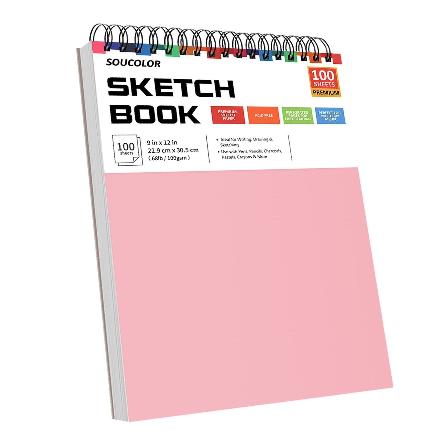 Soucolor Art Supplies Sketching Kit with 100 Sheets 2 Pack Sketchbook, Girl Gifts, Arts and Crafts for Kids Ages 8-12, School Supplies 9x12 Sketch Book Gifts for Kids Teens（Blue and Pink ）