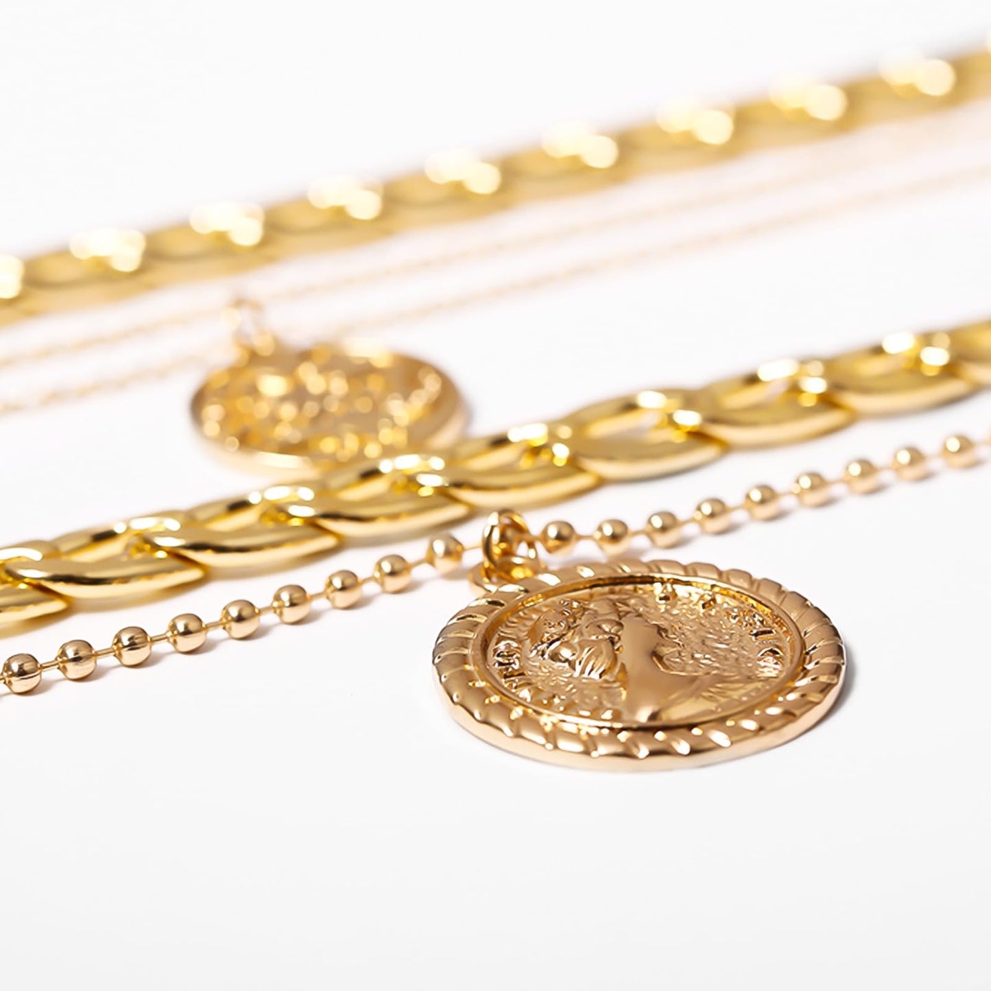 MJartoria Layered Necklaces for Women Trendy Retro Coin Pendant Necklace Dainty Chunky Chain Choker Necklaces for Jewelry Birthday Gifts (B-Retro Coin-One Clasp)