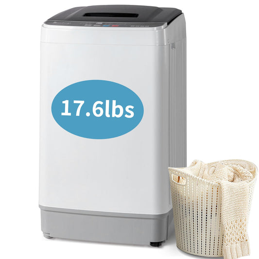 Winado Full Automatic Washing Machine, 17.6Lbs Top Load Portable Washer with Drain Pump, 10 Wash Programs 8 Water 2 in 1 Washer and Dryer for Apartments, RV, Camping