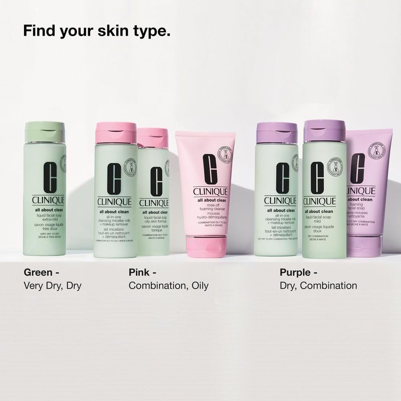 Clinique 3-Step All About Clean All-in-One Cleansing Micellar Milk + Makeup Remover With Glycerin + Vitamin E, 6.7 Fl Oz