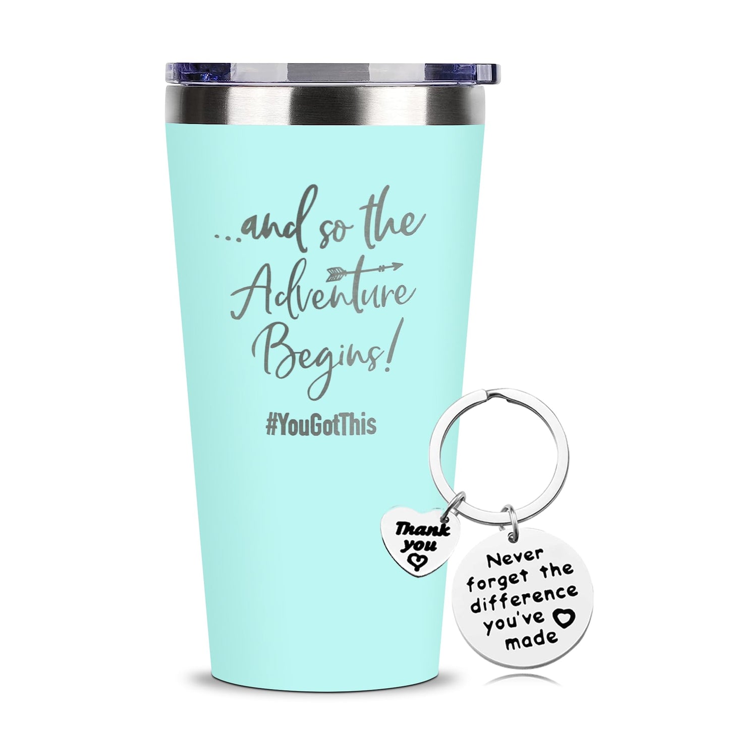 SHOW-YA Good Luck Gifts - Congratulations Gifts for Women,New Job Gift for Women,Farewell Going Away Gift for Friends Coworker,And So The Adventure Begins You Got This,16 OZ Tumbler