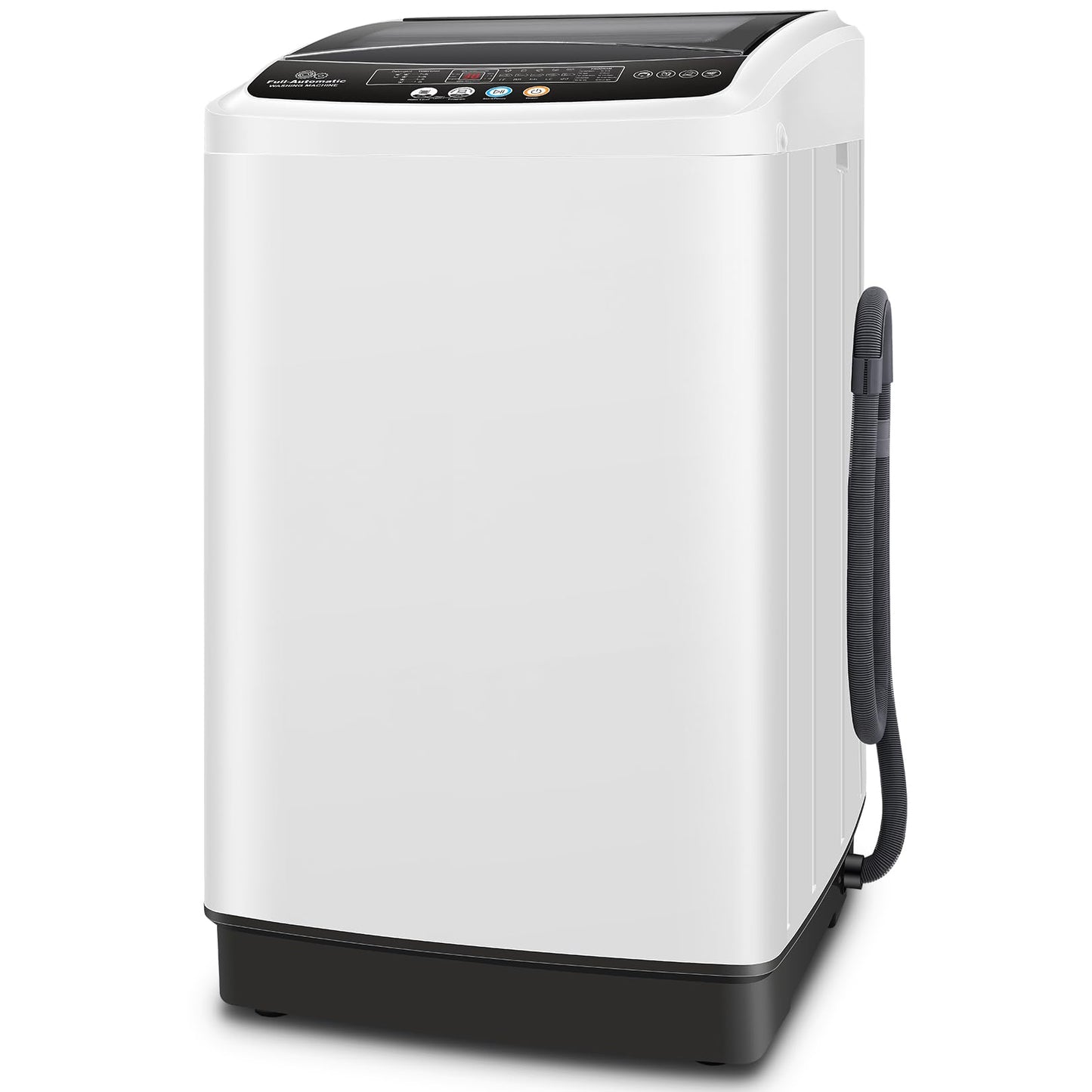 Nictemaw Portable Washing Machine, 20Lbs Capacity Full-Automatic Portable Washer, 2.8Cu.ft Washer and Dryer Combo with Drain Pump, LED Display, 10 Programs & 8 Water Levels, Slow-Close Glass Lid
