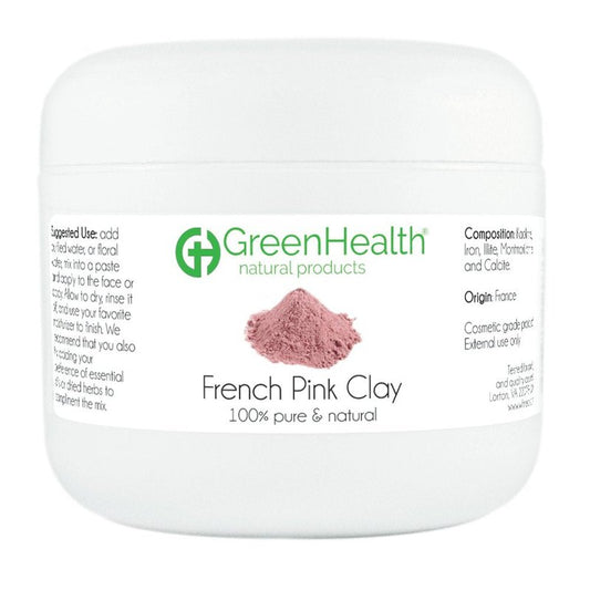 GreenHealth French Pink Clay Powder, 3 oz - Detoxifying Skin Treatment Mask