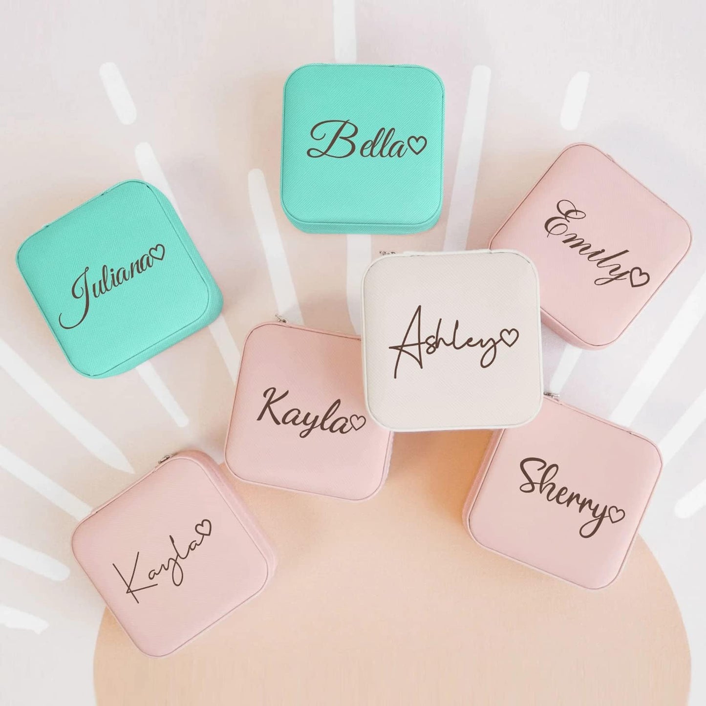 Corissy Personalized Jewelry Box for Women, Custom Travel Jewelry Case with Name and Birth Flower, Leather Jewelry Box for Rings, Earrings, Necklaces, Personalized Gifts for Women