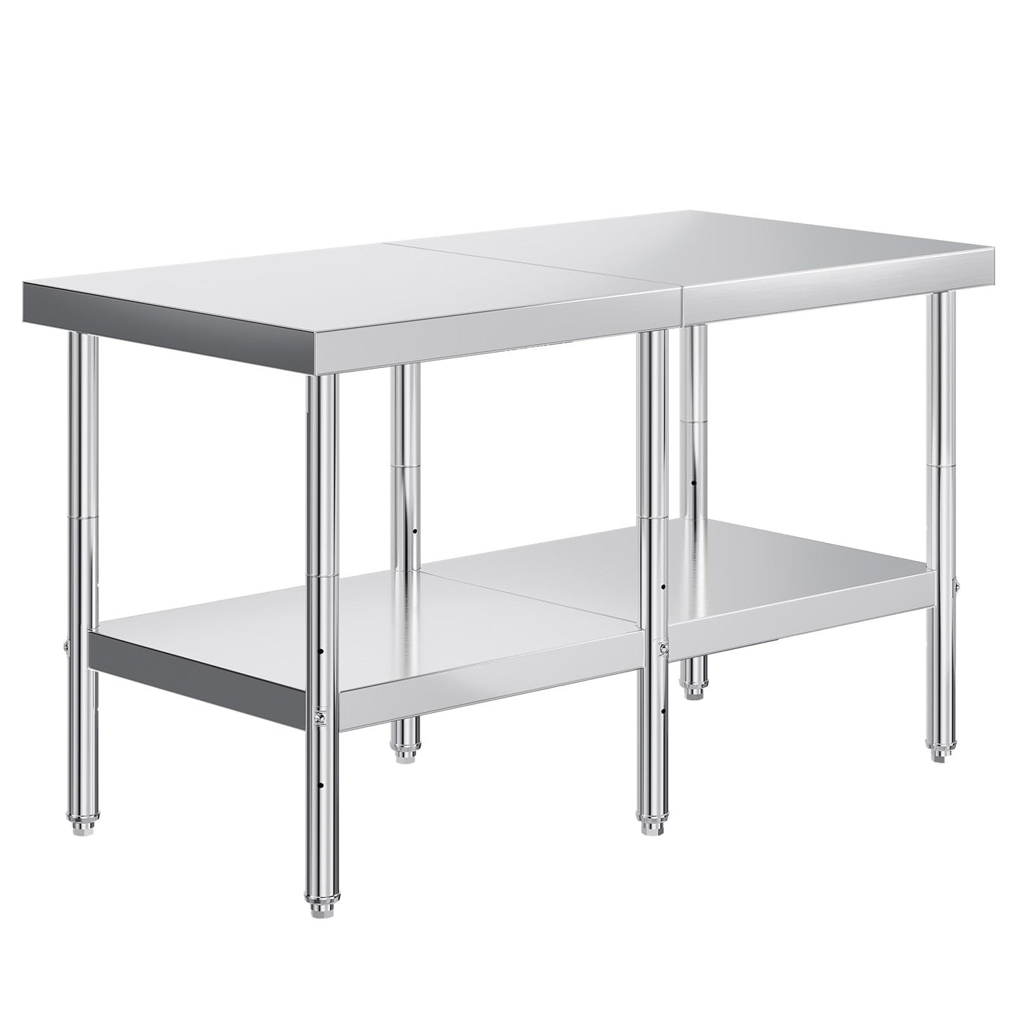 Jocisland 30" x 60" Stainless Steel Table for Prep & Work, NSF Certified Adjustable Under Shelf and Feet, for Commercial Kitchen, Restaurant, Hotel and Garage