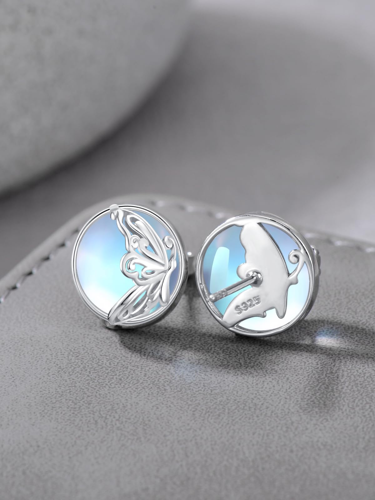 WINNICACA Butterfly Stud Earrings S925 Sterling Silver Moonstone Stud Earrings Butterfly Jewelry for Women Birthday Mothers Day Gifts for Mom Wife