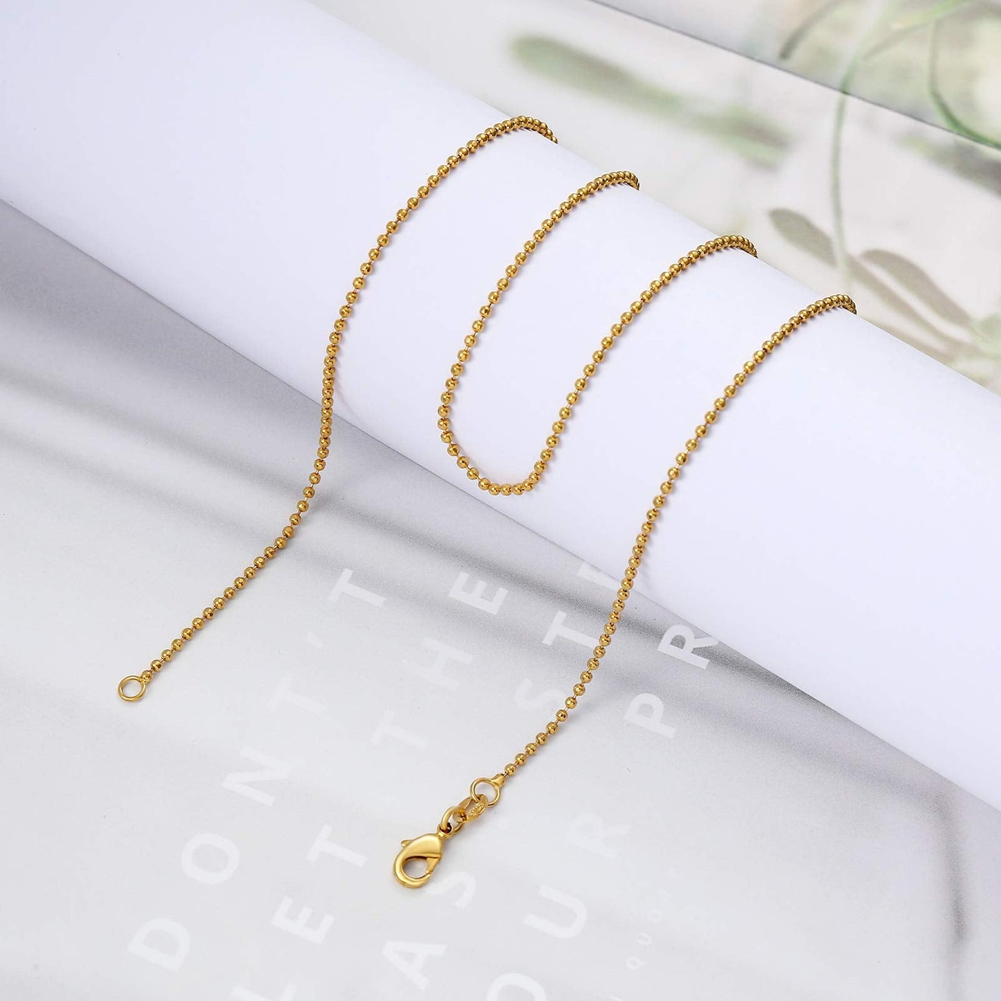 MAIKERDER Dainty Ball Chain Necklace for Women, 18K Gold Plated Thin Bead Chain Necklace Delicate Simple Thin Gold Chain Necklaces for Women Non Tarnish 17.7 Inches