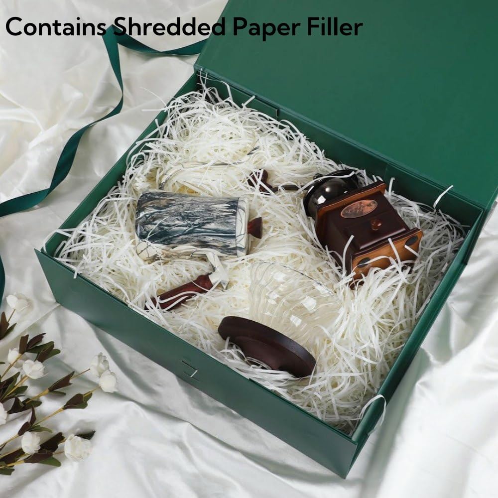 GoooodGift Extra Large Gift Box Green 1 Pack 16x13.5x5.3 inch Luxury Gift Box for Presents with Magnetic Closure Lid Collapsible,Birthday,Christmas,Wedding,Contains Shredded Paper Filler