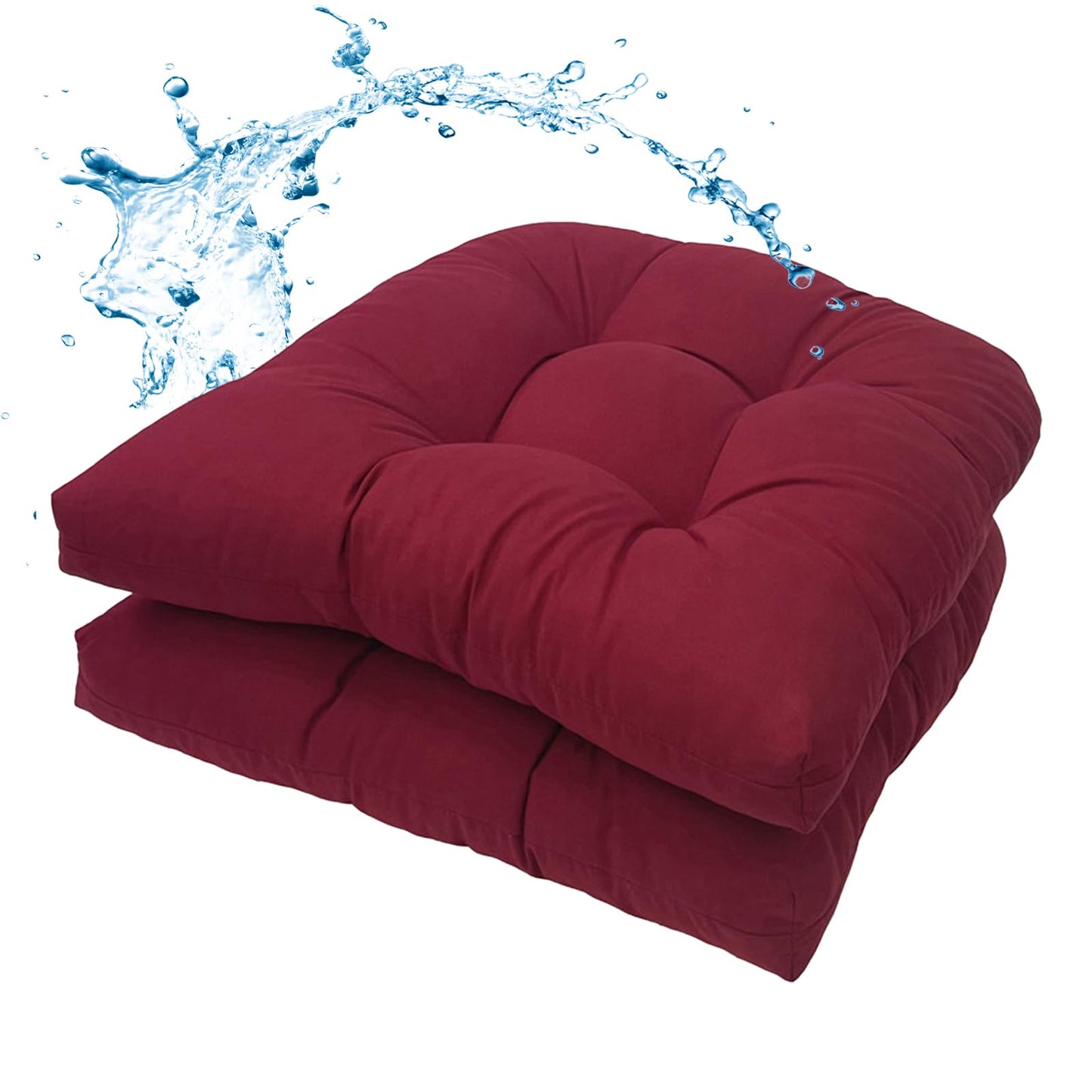 MTMR Outdoor Chair Cushions Set of 2, Water-Repellent 19âX19â Patio Chair Cushions with High Elasticity PP Cotton, No Fading Tufted Patio Furniture Cushions, Thick Seat Cushions for Outdoor Furniture