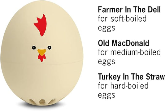 Rooster Beepegg – Egg Timer for Boiling Eggs – Musical Egg Cooker for Soft, Medium, Hard Boiled Eggs – Food Safe – Singing Floating Egg Timer – Egg Cooker for 3 Levels of Doneness - Brainstream