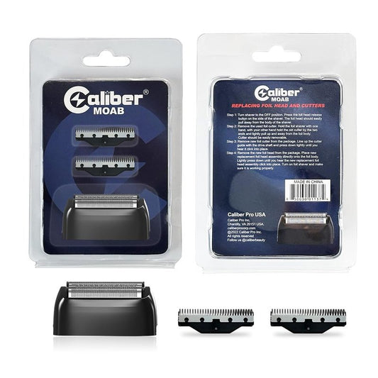 Caliber Pro MOAB Shaver Replacement Foil Assembly – Complete Triple Foil and Cutter Set, Compatible with MOAB Shaver, Black