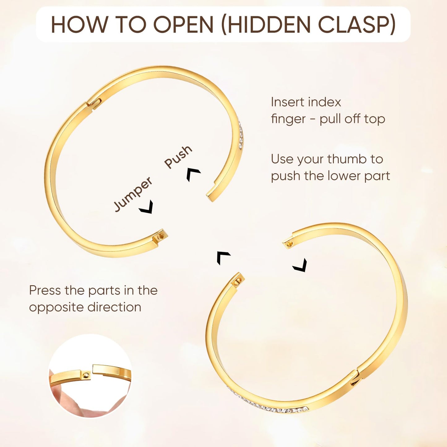 Gold Bangle Bracelets for Women - 18K Gold Plated Cubic Zirconia Bangle Bracelet，Classic Crystal Tennis CZ Bracelet Tendy Jewelry Party Christmas Birthday Valentine's Day Gift for Girlfriend Wife