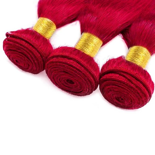 Condescension Brazilian Red Human Hair Bundles 20 22 24 Inch Straight 3 Bundles Human Hair 100% Unprocessed Remy Brazilian Virgin Weave Hair Red for Women
