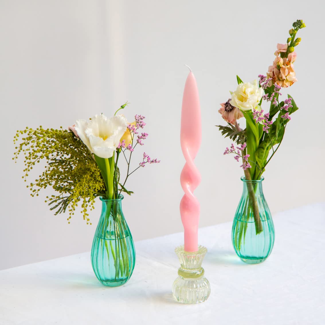 Talking Tables Small Light Green Glass Candle Holder for Candlesticks or Tea Lights | Decorative Easter Table Decorations, One Size, (Boho-GRN-SMLCNDLHOLD)