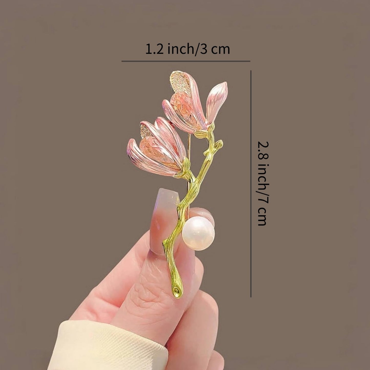 Elegant Flower Brooch for Women, Vintage Premium Enamel Boutonniere, Coat and Suit Pendant Necklace, Jasmine Magnolia Lily Osmanthus Designs (Magnolia-3)