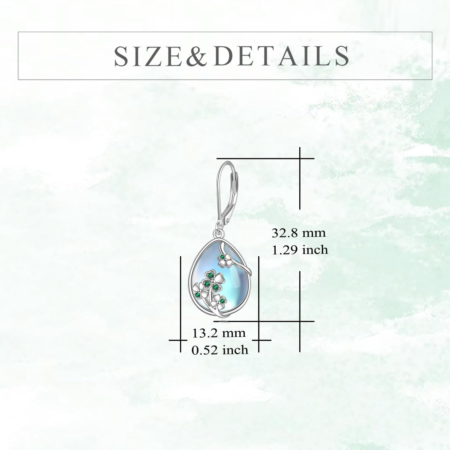 YFN Shamrock Earrings for Women Sterling Silver Four Leaf Clover Earrings Green Heart Cubic Zirconia Irish Shamrock Leverback Earrings Gifts