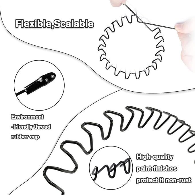 Metal Headband for Men, Unisex Black Wavy Spring Hair Band, Zig Zag Head Band, Fashion Elastic Hair Accessories, Multipack Options Available (8 Pack)