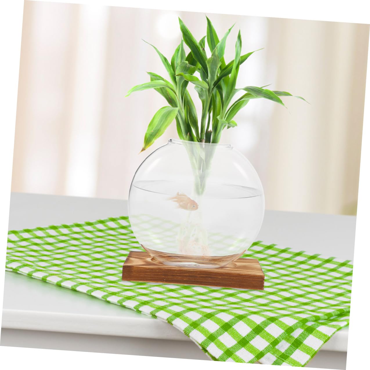 Abaodam 2pcs Hydroponic Glass Vase Propagation Station with Wooden Base, Plant Terrarium for Home Office Balcony, Desktop Glass Pots for Plant Cuttings