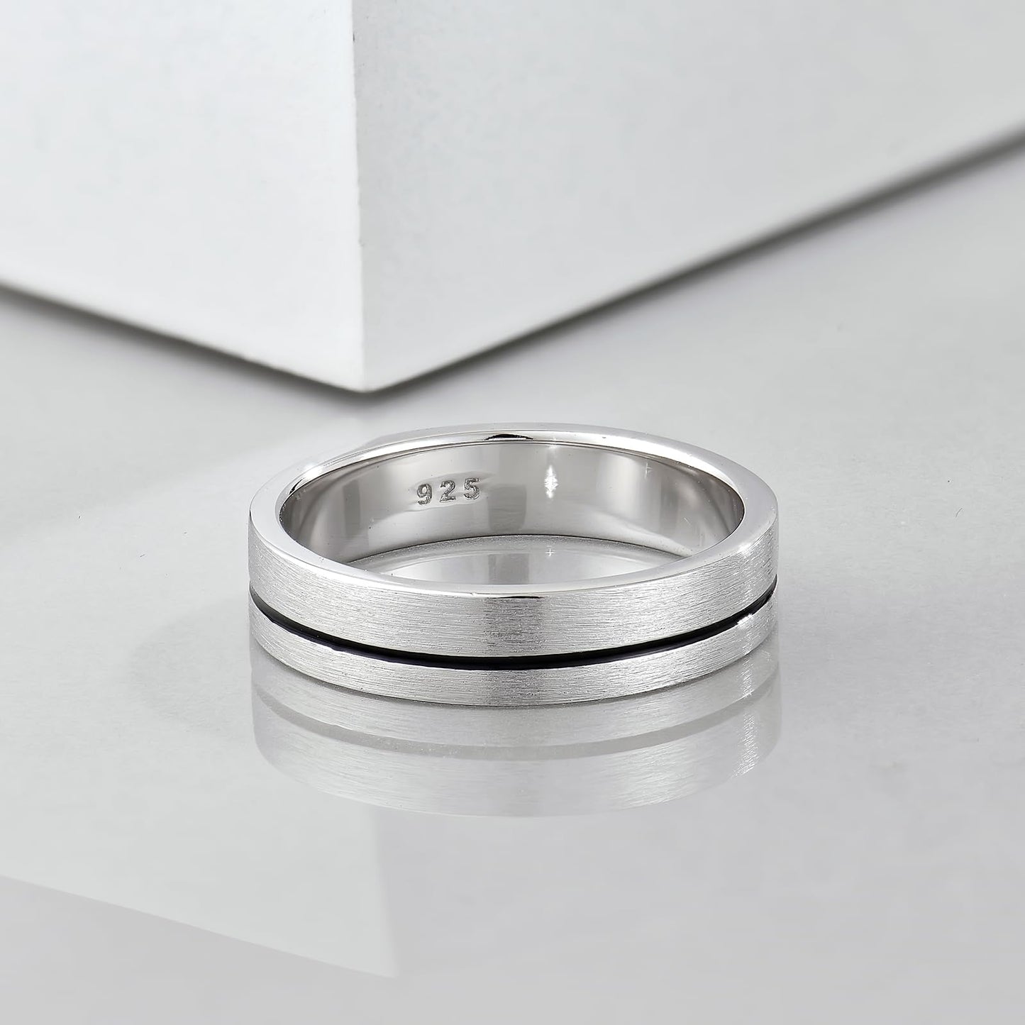 STARCHENIE Wedding Band Ring for Men, 925 Sterling Silver Comfort Fit, Brushed Matte Finish with Center Groove, Sizes 12