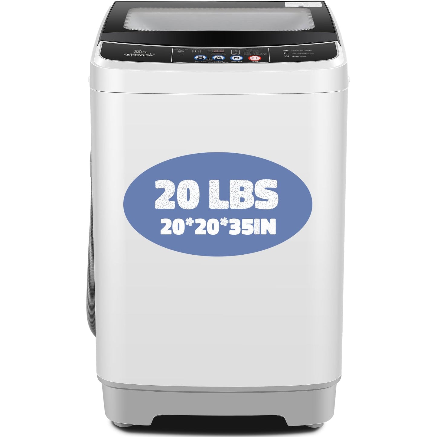 Nictemaw Portable Washing Machine, 20Lbs Capacity Full-Automatic Portable Washer with Drain Pump, 2.8Cu.ft Washer and Dryer Combo with 10 Programs & 8 Water Levels for Apartment, Dorms, RV- Glass Lid