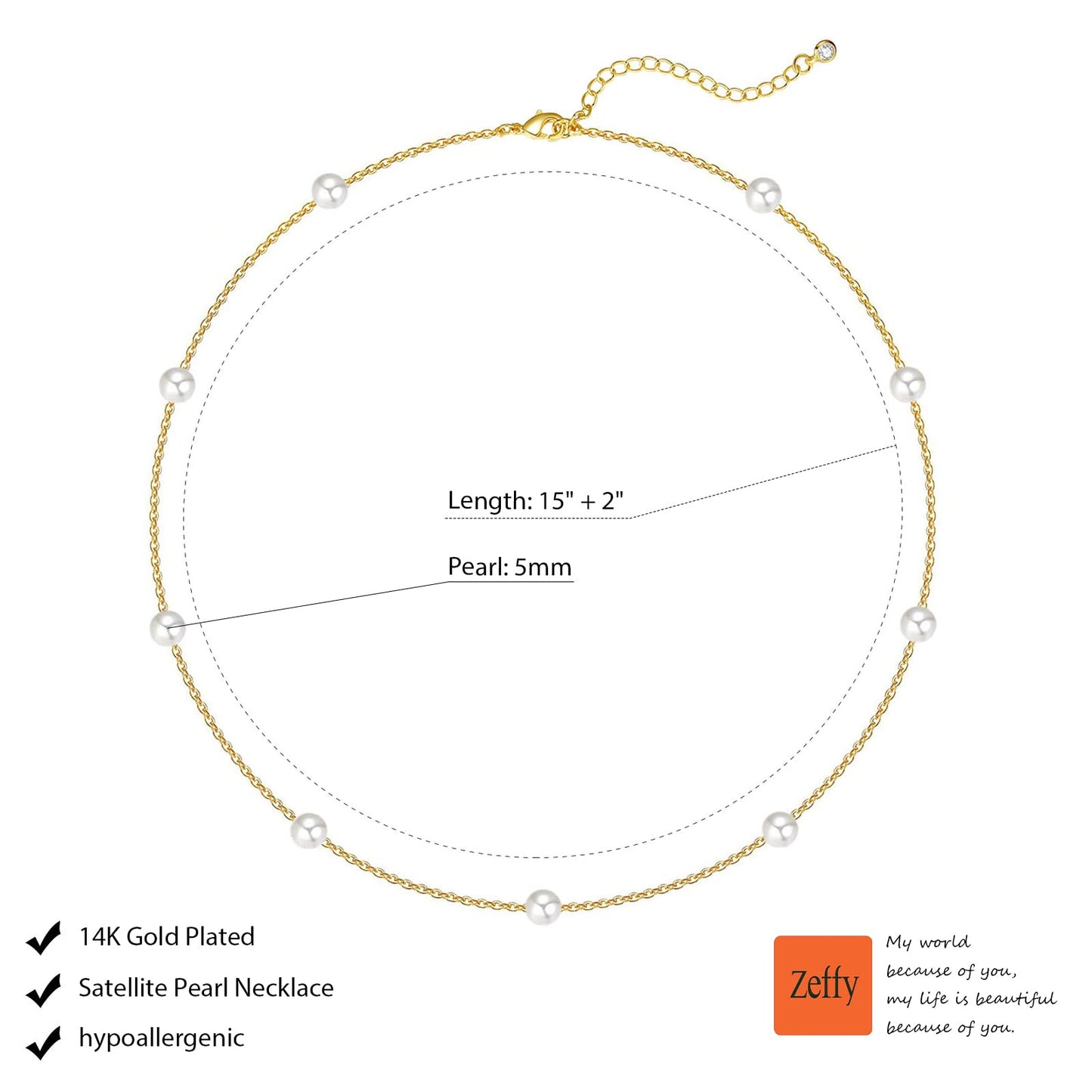 Zeffy Dainty Pearl Necklace for Women Small Pearl Chain Necklace Tiny Pearls Beaded Choker Necklace for Women Simple Jewelry Gifts