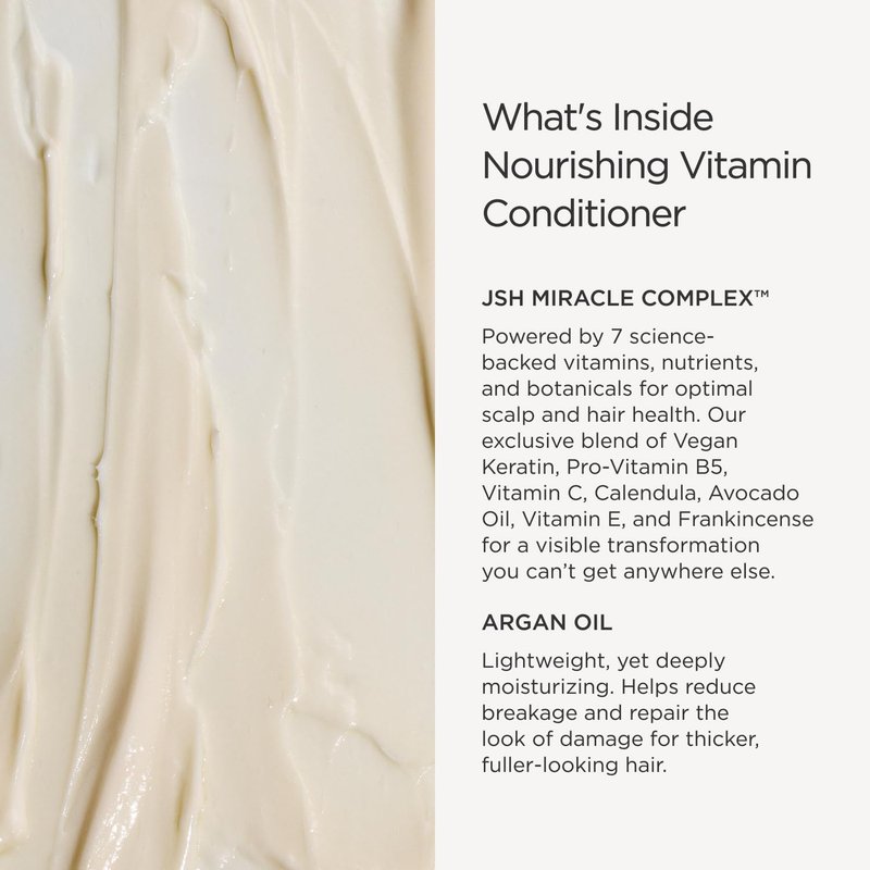 JSHealth Nourishing Conditioner - Vitamin-Enriched Deep Treatment for Dry, Colored Hair - With Keratin, Argan Oil, and Vitamins C & E | Sulfate-Free, Vegan, 350ml