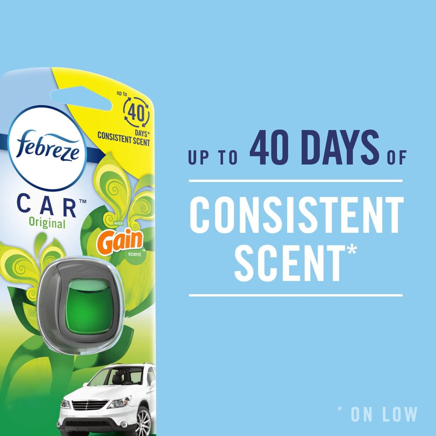 Febreze Car Air Freshener Vent Clip Platinum Ice Scent, .07 oz. Car Vent Clips, Pack of 3 and Stay-Fresh Storage Case