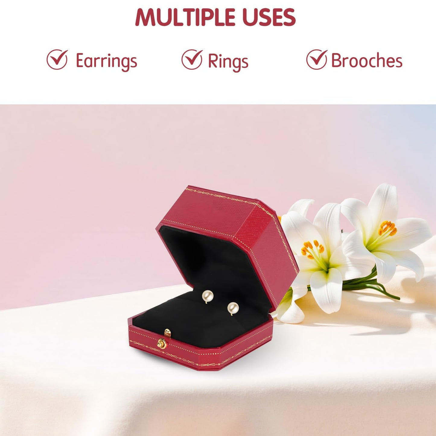 Tomotato Jewelry Rings Box, Square Wedding Ring Case Earrings Brooches Gift Box Trinket Case Velvet Couple Rings Boxes for Proposal Engagement Valentine's Day Wedding Anniversary Mother's Day
