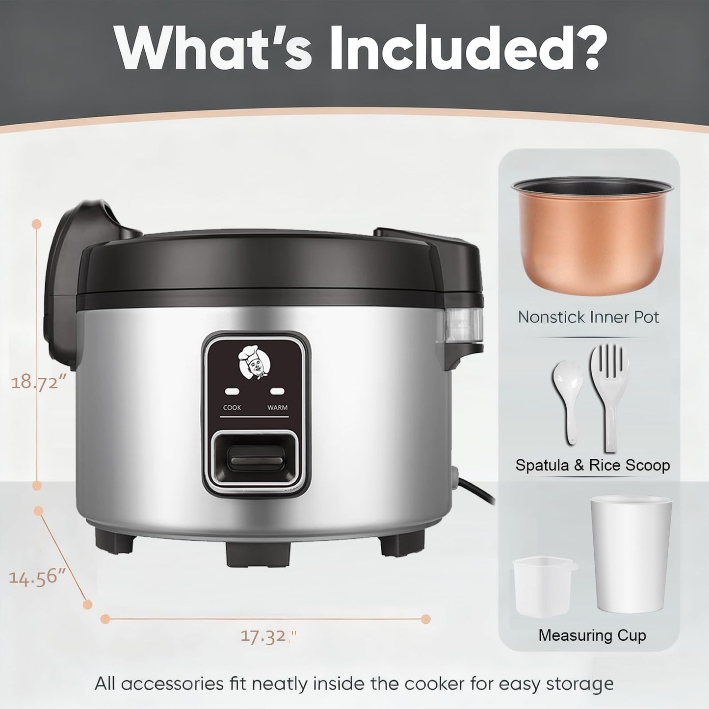 15L/15.8Quart (84 cups cooked rice) Extra Large Commercial Rice Cooker & Food Warmer Auto Keep Warm Electric rice cooker with One-Touch Operation for 60-70 people