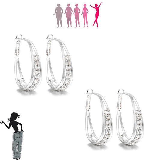 2 Pairs Lymphatic Drainage Slimming Hoop Earrings, Lymphvity Activity Germanium Acupuncture Therapy Hoop Earrings Fashion Jewelry Gift For Women Men (silver+silver)