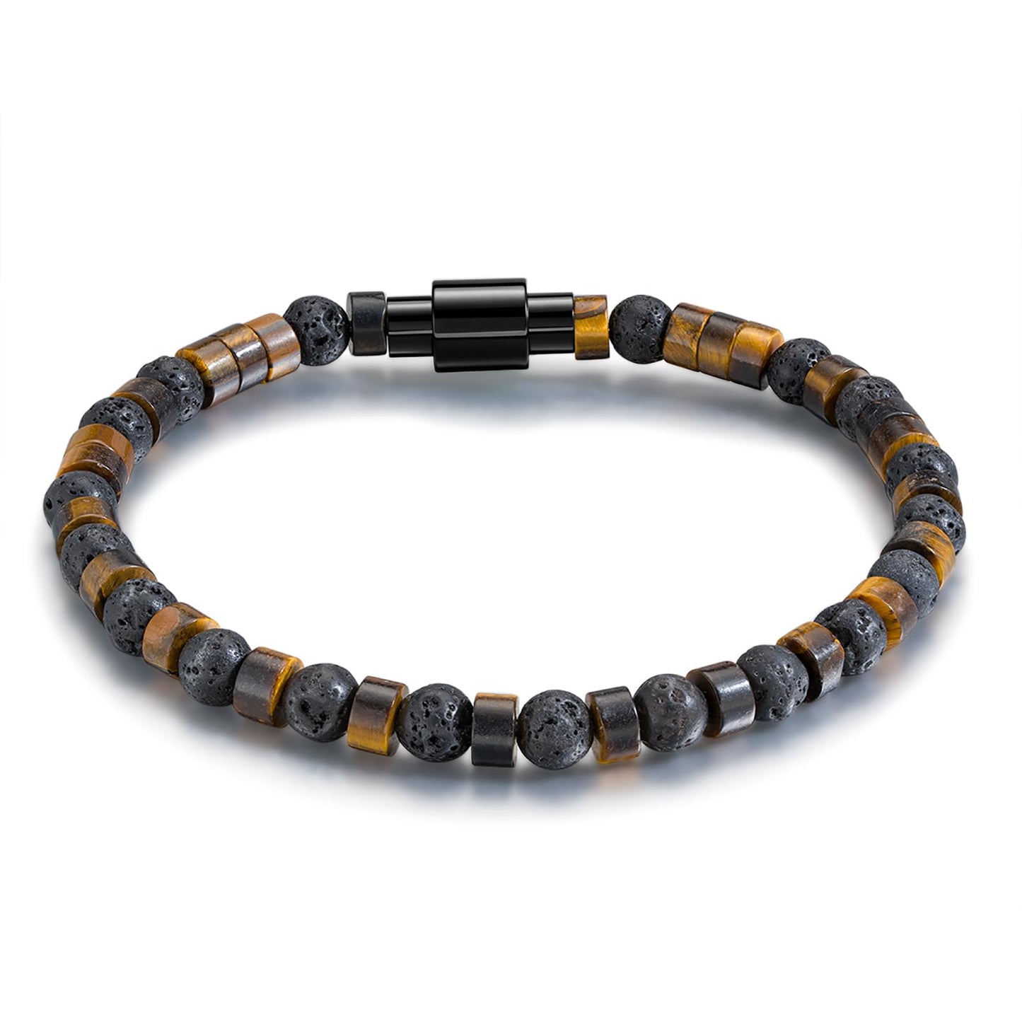 TRUMIUM Beaded Bracelets for Men Women Natural Hematite 6mm Tiger Eyes Mens Bracelet Gemstone Jewelry for Him 9 Inch Length