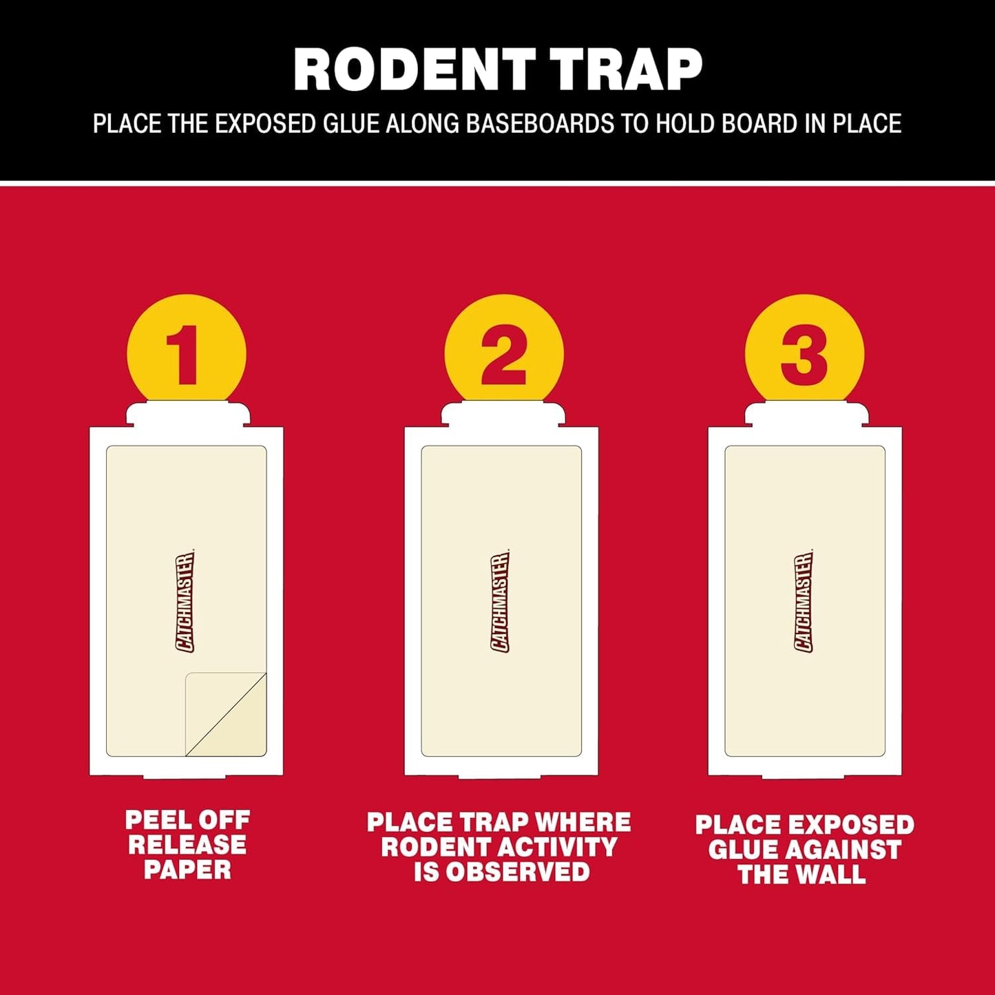 Catchmaster Compact Sticky Insect & Mouse Traps 75-Count, 3.5"x7" Glue Boards for Mice & Insects, Ultra Sticky Mouse Traps Indoor for Home Use in Garages, Basements & Attics, Capture in Tight Places