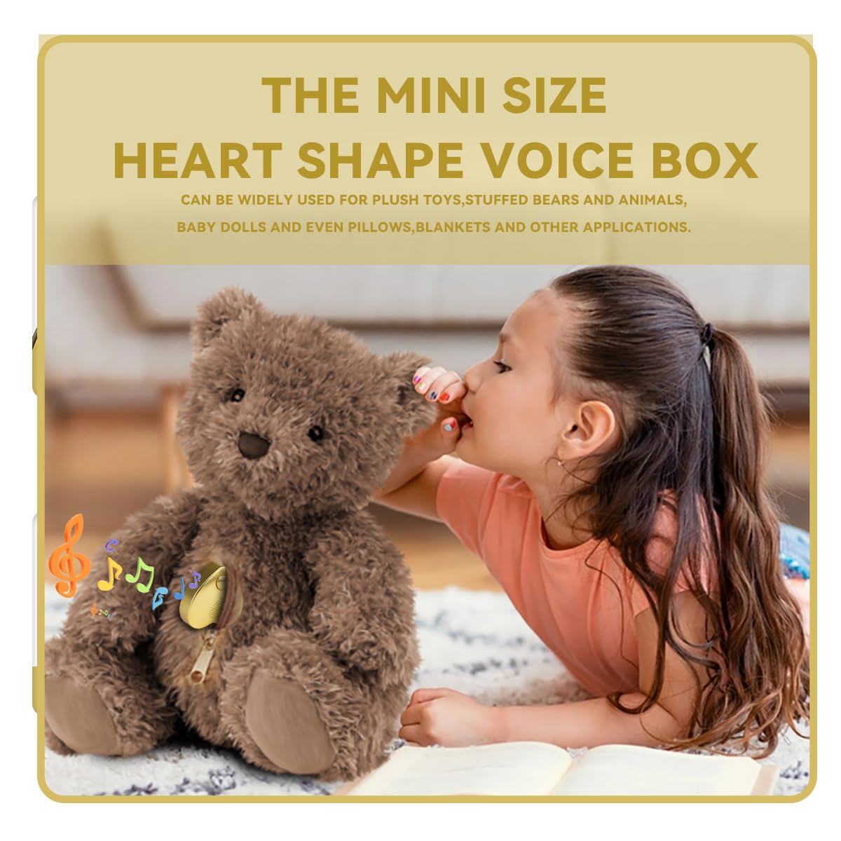 350s Voice Box Recordable Presents Button Sound Box for Stuffed Animals, Voice Recorder for Mother's Day Valentine Christmas Plush Toy,Manual DIY Creative Sound Present for Boys Girls (Gold)